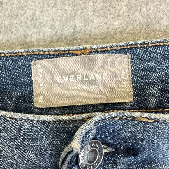 Everlane Men’s Size 36x32 The Slim Fit Jeans Blue Medium Wash Denim Stretch - Picture 2 of 8